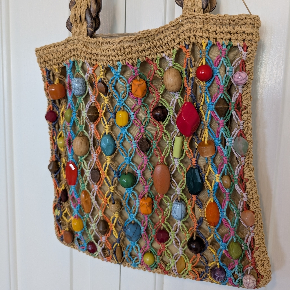 Capelli Vintage Beaded Straw Bag